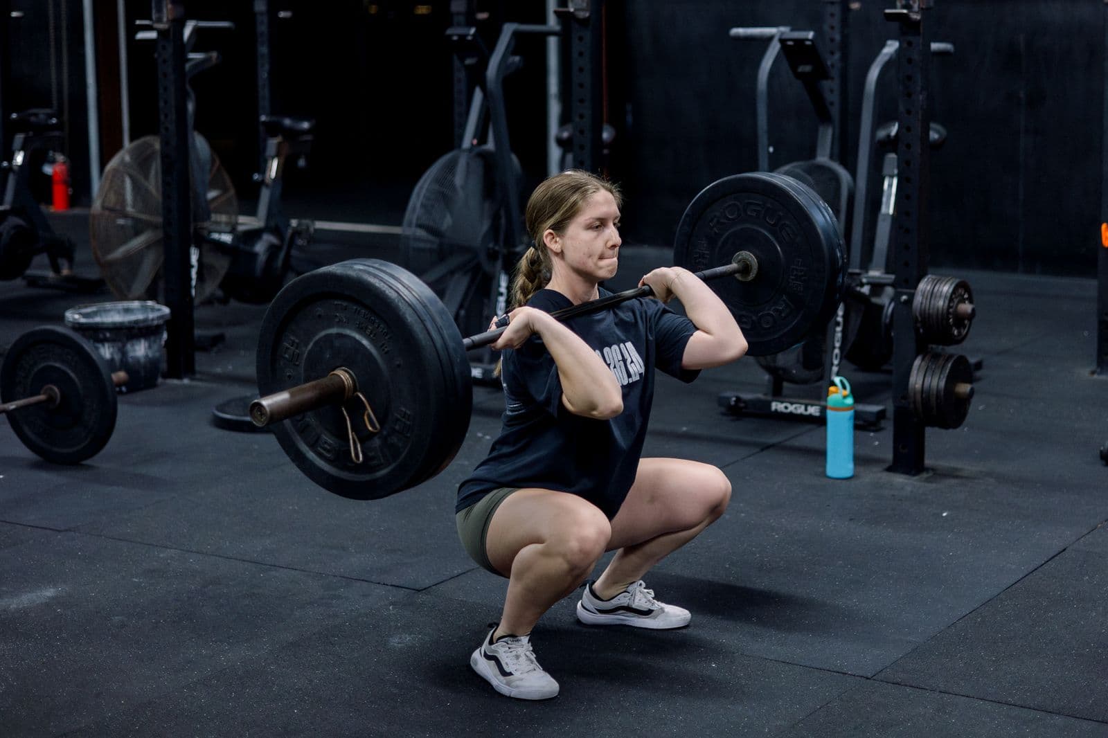 Athlete performing a front squat at CrossFit Aggieland
